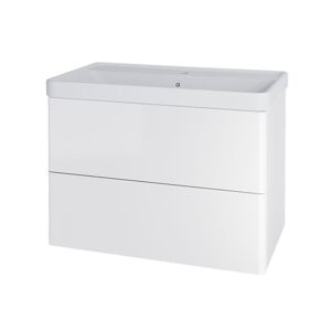 MEREO - Siena, kúpeľňová skrinka s keramickým umývadlom 81 cm, biela lesk CN411