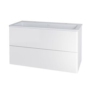 MEREO - Siena, kúpeľňová skrinka s umývadlom z liateho mramoru 101 cm, biela lesk CN412M2
