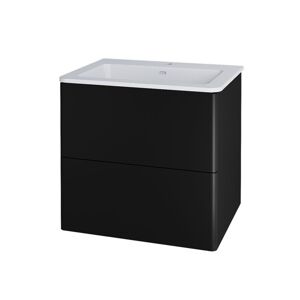 MEREO - Siena, kúpeľňová skrinka s umývadlom z liateho mramoru 61 cm, čierna mat CN440M