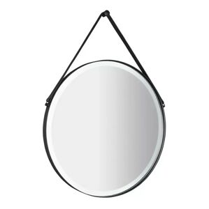 BEMETA ARA zrkadlo okrúhle s LED osvetlením, priemer 60cm, kožený opasok, čierna matná 198411081 198411081