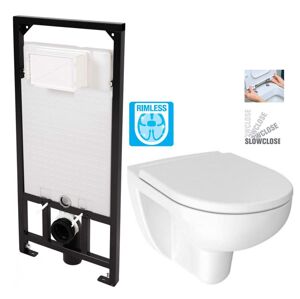 DEANTE Podstavný rám, pre závesné WC misy bez tlačidla + WC JIKA LYRA PLUS RIMLESS + SEDADLO duraplastu SLOWCLOSE CST_WC01 X LY2