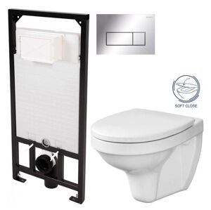 DEANTE Podstavný rám, pre závesné WC misy + SLIM tlačidlo chrom + WC CERSANIT DELFI + SOFT SEDADLO CST_WC01 051P DE2
