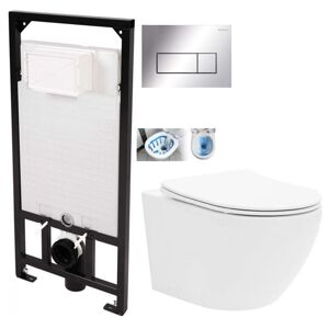 DEANTE Podstavný rám, pre závesné WC misy + SLIM tlačidlo chrom + WC CALANI Loyd + SEDADLO CST_WC01 051P LO1