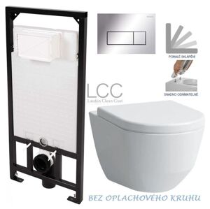 DEANTE Podstavný rám, pre závesné WC misy + SLIM tlačidlo chrom + WC LAUFEN PRO LCC RIMLESS + SEDADLO CST_WC01 051P LP2