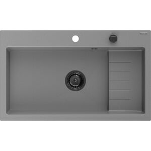 MEXEN/S MEXEN/S - Omar granitový drez 800 x 480 mm, sivá, čierny sifón 6520801005-71-B