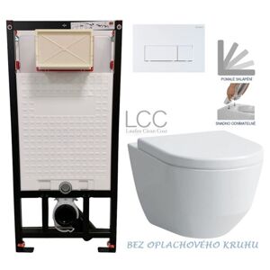 DEANTE Podstavný rám, pre závesné WC misy + SLIM tlačidlo bílé + WC LAUFEN PRO LCC RIMLESS + SEDADLO CST_WC01 A51P LP2