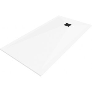 MEXEN/S - Stone+ obdĺžniková sprchová vanička 180 x 100, biela, mriežka čierna 44101018-B