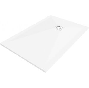 MEXEN/S - Stone+ obdĺžniková sprchová vanička 100 x 70, biela, mriežka biela 44107010-W