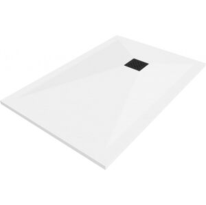MEXEN/S - Stone+ obdĺžniková sprchová vanička 90 x 70, biela, mriežka čierna 44107090-B