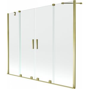 MEXEN/S - Velar Duo vaňová zástena posuvná 190 x 150 cm, transparent, zlatá 896-190-000-02-50