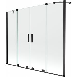MEXEN/S - Velar Duo vaňová zástena posuvná 190 x 150 cm, transparent, čierna 896-190-000-02-70