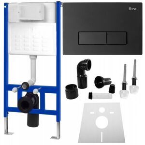 REA - Podomietkový WC systém + tlačidlá - H čierny KPL-90006