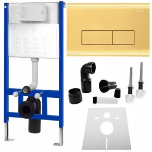 REA - Podomietkový WC systém + tlačidlá H - zlatý KPL-90008