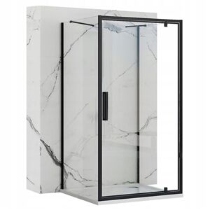 REA/S - Prístenná sprchová kabína Rapid Swing Black Dvere: 100 x Sprchová zástena: 80 KPL-009955