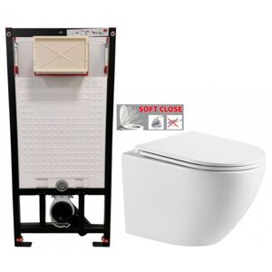 DEANTE Podstavný rám, pre závesné WC misy bez tlačidla + WC INVENA LIMNOS WITH SOFT  se sedlem RIMLESS CST_WC01 X LI1