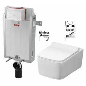 ALCAPLAST Renovmodul - predstenový inštalačný systém bez tlačidla + WC REA Rico Rimlesss + SEDADLO AM115/1000 X RI1