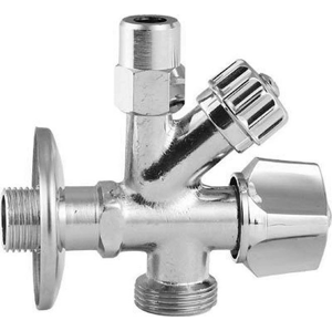 AQUALINE - Rohový ventil pračkoroháčik so spätným ventilom 3/8'x3/4'x1/2', chróm (5309)