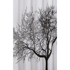 AQUALINE - Sprchový závěs 180x200cm, polyester, černá/bílá, strom (ZP008)