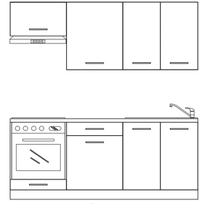 AQUALINE - TERNO kuchyňská sestava 200 cm, dub emporio (AKD-SET02)