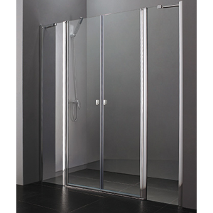 Aquatek - Glass B4 105 sprchové dveře do niky dvoukřídlé s pevnou stěnou 100,5-104cm, barva rámu bílá, výplň sklo - čiré (GLASSB4105-166)
