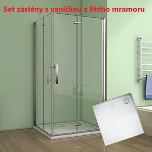 H K - Štvorcový sprchovací kút MELODY R909, 90x90 cm sa zalamovacím dverami vrátane sprchovej vaničky z liateho mramoru SE-MELODYR909 / SE-ROCKY-90 SQ