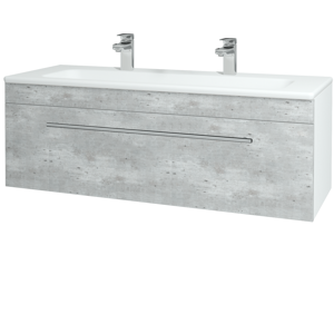 Dřevojas - Koupelnová skříň ASTON SZZ 120 - N01 Bílá lesk / Úchytka T02 / D01 Beton (131098BU)