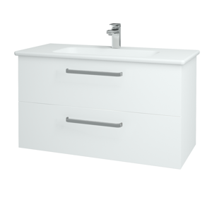 Dřevojas - Koupelnová skříň GIO SZZ2 100 - N01 Bílá lesk / Úchytka T01 / L01 Bílá vysoký lesk (130770A)