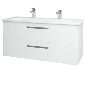 Dřevojas - Koupelnová skříň GIO SZZ2 120 - N01 Bílá lesk / Úchytka T01 / L01 Bílá vysoký lesk (130800AU)