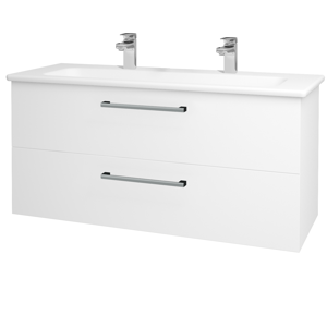 Dřevojas - Koupelnová skříň GIO SZZ2 120 - N01 Bílá lesk / Úchytka T03 / M01 Bílá mat (202972CU)