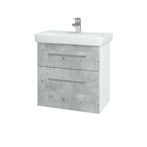 Dřevojas - Koupelnová skříň GO SZZ2 60 - N01 Bílá lesk / Úchytka T01 / D01 Beton (148614A)