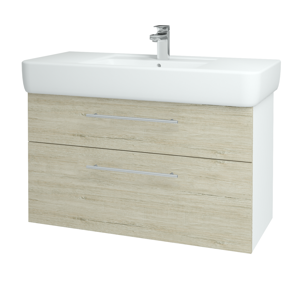 Dřevojas - Koupelnová skříň Q MAX SZZ2 100 - N01 Bílá lesk / Úchytka T02 / D05 Oregon (131838B)