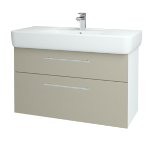 Dřevojas - Koupelnová skříň Q MAX SZZ2 100 - N01 Bílá lesk / Úchytka T02 / L04 Béžová vysoký lesk (144944B)
