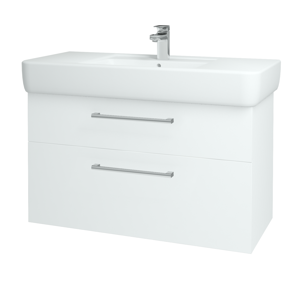 Dřevojas - Koupelnová skříň Q MAX SZZ2 100 - N01 Bílá lesk / Úchytka T03 / L01 Bílá vysoký lesk (132224C)