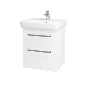 Dřevojas - Koupelnová skříň Q MAX SZZ2 55 - N01 Bílá lesk / Úchytka T01 / M01 Bílá mat (198060A)