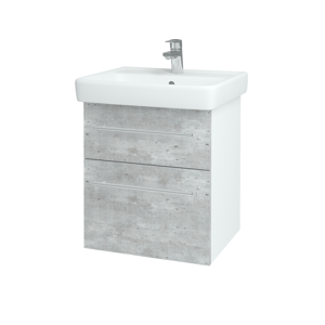 Dřevojas - Koupelnová skříň Q MAX SZZ2 55 - N01 Bílá lesk / Úchytka T02 / D01 Beton (67475B)