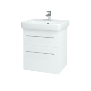 Dřevojas - Koupelnová skříň Q MAX SZZ2 55 - N01 Bílá lesk / Úchytka T02 / L01 Bílá vysoký lesk (61251B)