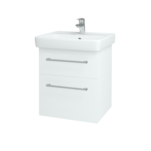 Dřevojas - Koupelnová skříň Q MAX SZZ2 55 - N01 Bílá lesk / Úchytka T03 / L01 Bílá vysoký lesk (61251C)