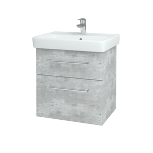 Dřevojas - Koupelnová skříň Q MAX SZZ2 60 - D01 Beton / Úchytka T03 / D01 Beton (67529C)