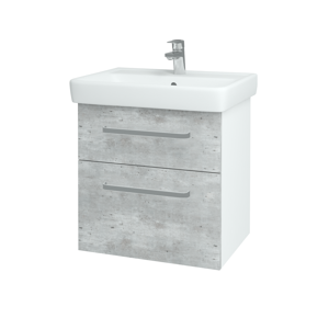 Dřevojas - Koupelnová skříň Q MAX SZZ2 60 - N01 Bílá lesk / Úchytka T01 / D01 Beton (67482A)