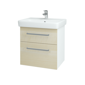 Dřevojas - Koupelnová skříň Q MAX SZZ2 60 - N01 Bílá lesk / Úchytka T01 / D02 Bříza (60025A)