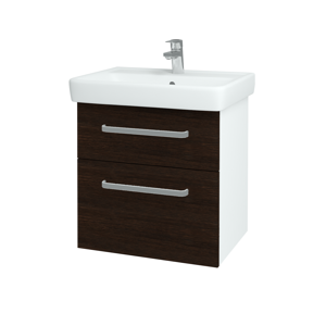 Dřevojas - Koupelnová skříň Q MAX SZZ2 60 - N01 Bílá lesk / Úchytka T01 / D08 Wenge (60032A)