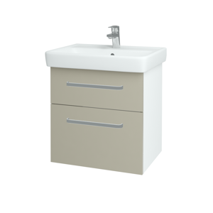 Dřevojas - Koupelnová skříň Q MAX SZZ2 60 - N01 Bílá lesk / Úchytka T01 / L04 Béžová vysoký lesk (114992A)