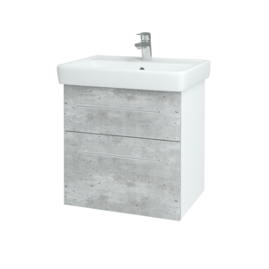 Dřevojas - Koupelnová skříň Q MAX SZZ2 60 - N01 Bílá lesk / Úchytka T02 / D01 Beton (67482B)