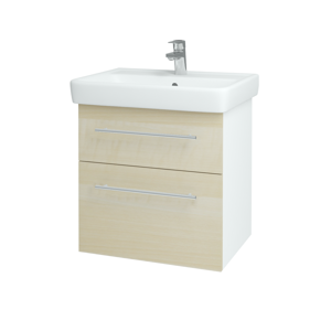 Dřevojas - Koupelnová skříň Q MAX SZZ2 60 - N01 Bílá lesk / Úchytka T02 / D02 Bříza (60025B)