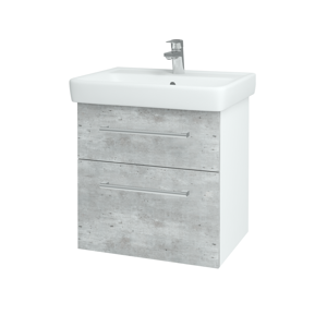 Dřevojas - Koupelnová skříň Q MAX SZZ2 60 - N01 Bílá lesk / Úchytka T03 / D01 Beton (67482C)