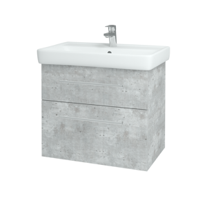 Dřevojas - Koupelnová skříň Q MAX SZZ2 70 - D01 Beton / Úchytka T02 / D01 Beton (67536B)
