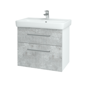 Dřevojas - Koupelnová skříň Q MAX SZZ2 70 - N01 Bílá lesk / Úchytka T01 / D01 Beton (67499A)