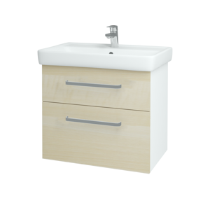 Dřevojas - Koupelnová skříň Q MAX SZZ2 70 - N01 Bílá lesk / Úchytka T01 / D02 Bříza (60056A)
