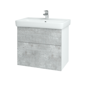 Dřevojas - Koupelnová skříň Q MAX SZZ2 70 - N01 Bílá lesk / Úchytka T02 / D01 Beton (67499B)