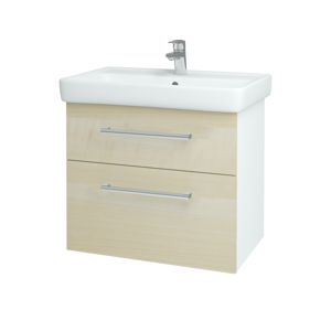 Dřevojas - Koupelnová skříň Q MAX SZZ2 70 - N01 Bílá lesk / Úchytka T03 / D02 Bříza (60056C)